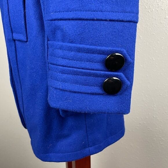 Giacca Blue Wool Blend Pea Coat Size S EUC - Picture 5 of 9
